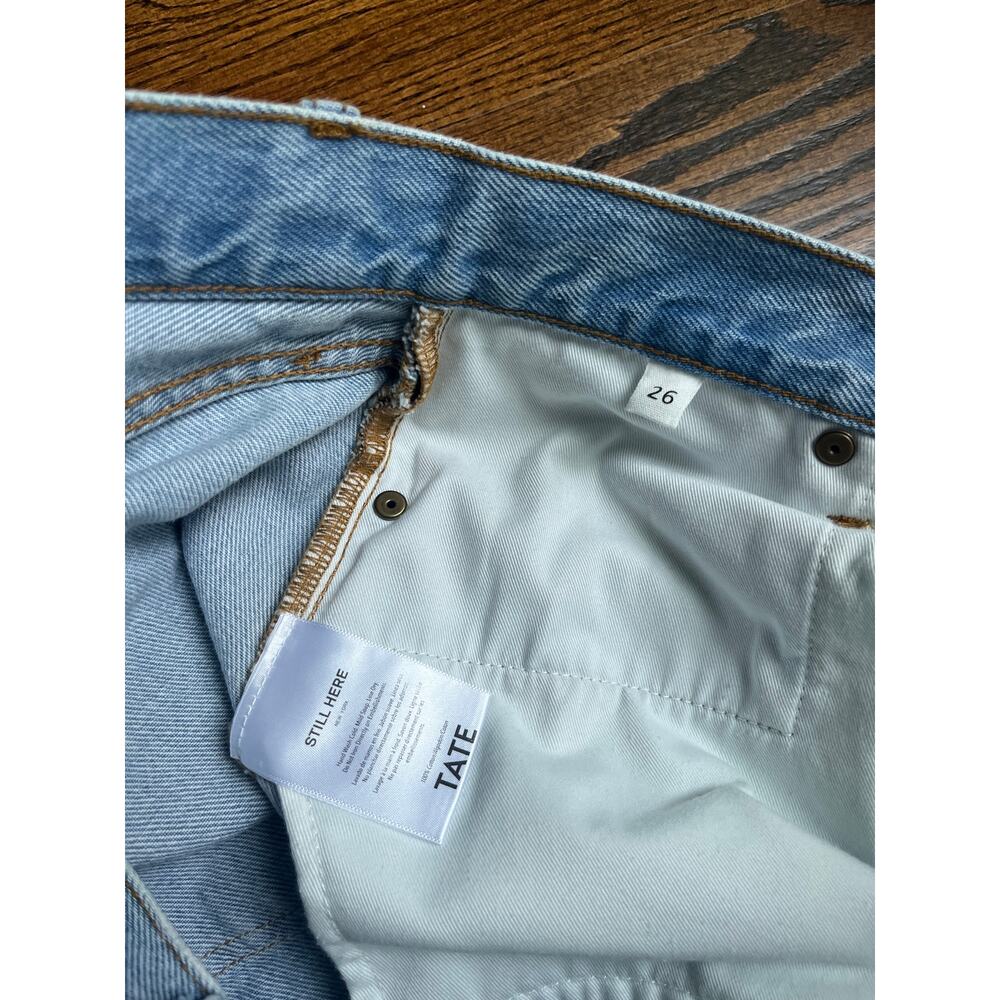 STILL HERE Tate jeans Sz. 26 black & white stripes vintage blue street wear - Picture 4 of 9